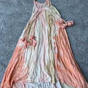 Liquorish Tassel Pastel Maxi Dress Peach Blush Backless Women's Small/Medium